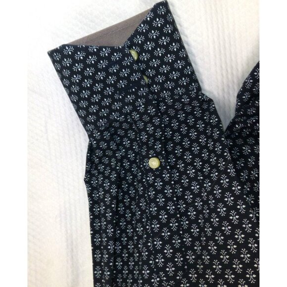Johnston & Murphy Mens XL Navy Button-Up Shirt With White Geometric Print Long S - Picture 2 of 8